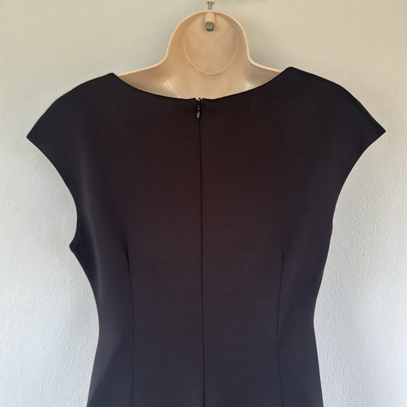 Connected Apparel black blue abstract dot stretch bodycon cap sleeve dress 6P - Picture 8 of 11